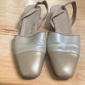 Cream and Gold Ferragamo-size 6AA